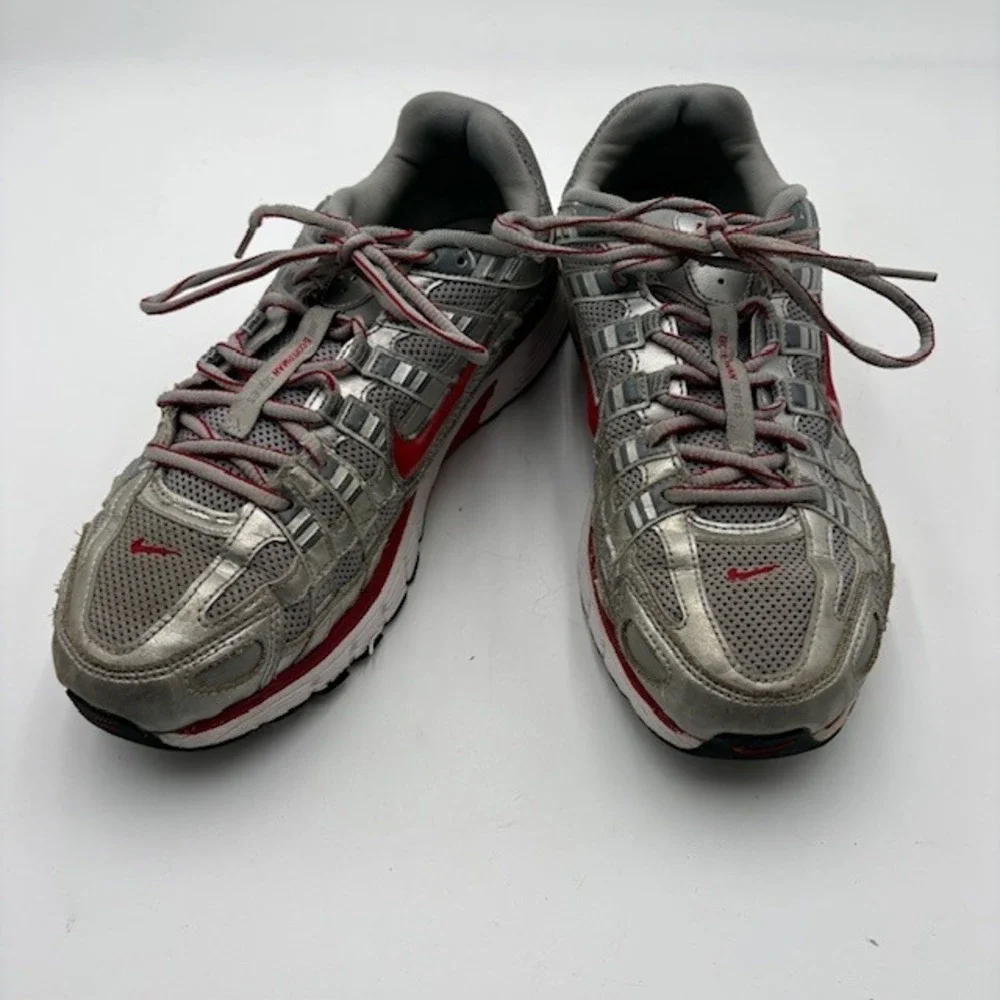 Nike P-6000 Bowerman Series Running Shoes Mens 9.5 Silver Red CD6404-024 Y2K
